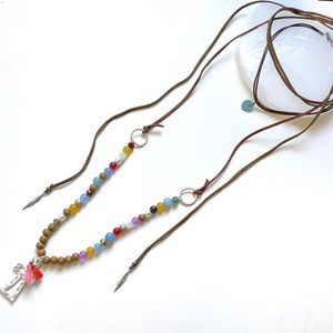 Bohemian set of suede and bead necklaces
